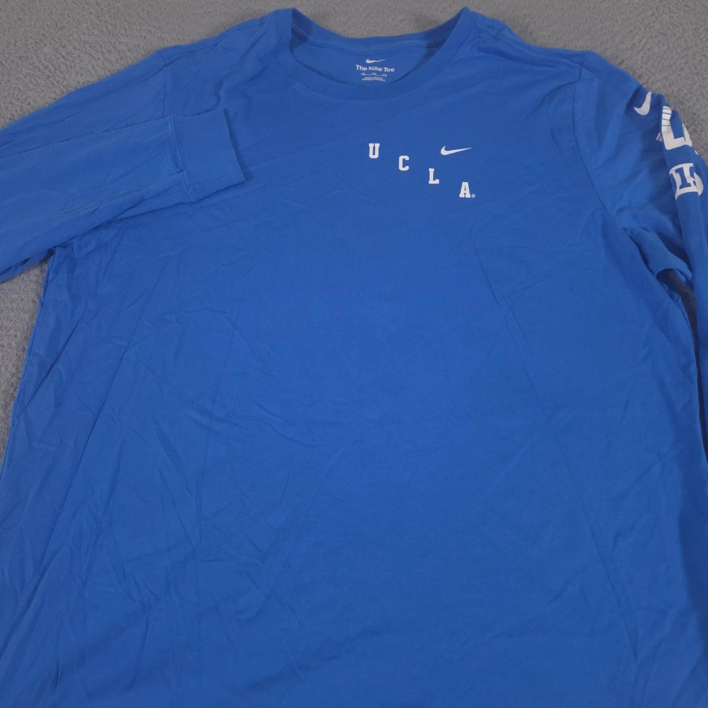 Nike Shirt Mens XXL Blue UCLA Bruins Repeat Logo 2-Hit Long Sleeve Cotton Swoosh